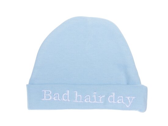 Mutsje rond bad hair day, blauw