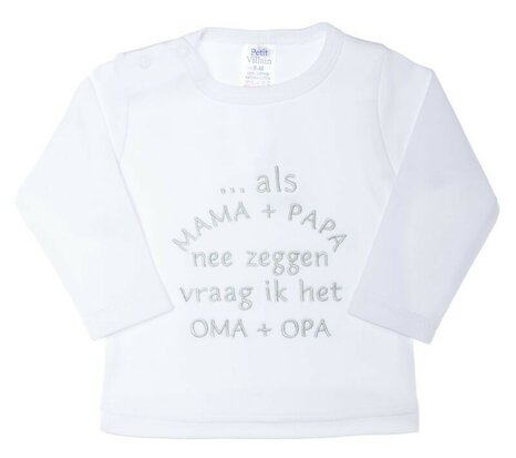 Shirt als mama + papa nee, wit/grijs
