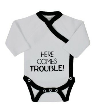 Romper here comes trouble wit/zwart