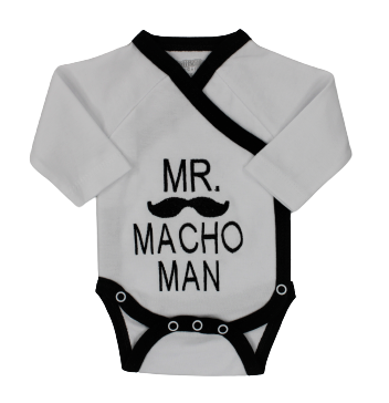 Romper mr. machoman, wit/zwart