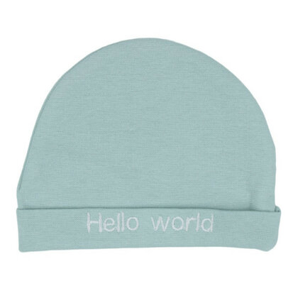 Mutsje rond hello world, groen