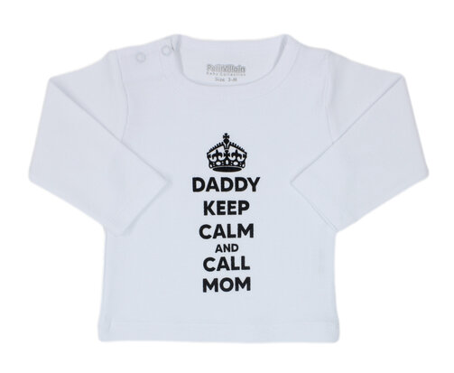 Shirt daddy keep calm, wit/zwart