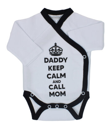 Romper daddy keep calm, wit/zwart