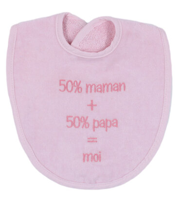 Bavoir 50% maman + 50% papa, rose