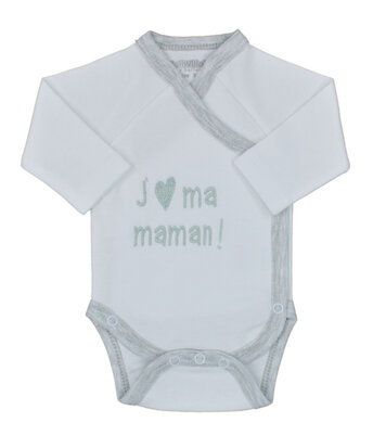 Body j'aime ma maman, blanc/gris