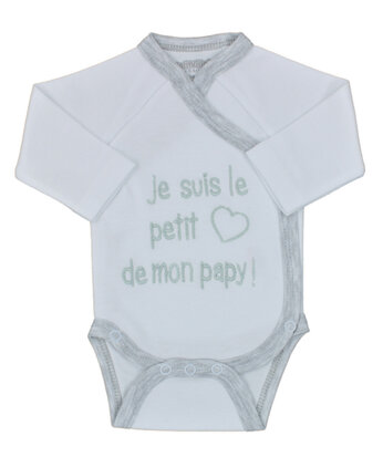 Body coeur de mon papy, blanc/gris