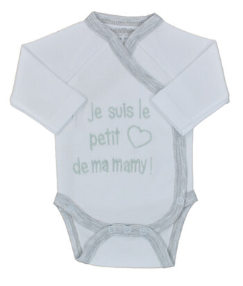 Body coeur de ma mamy, blanc/gris