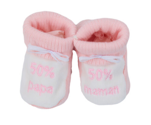 Chaussons 50% mama 50% papa, rose