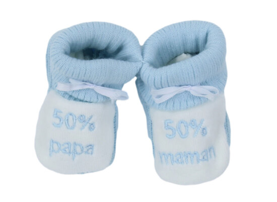 Chaussons 50% mama 50% papa, bleu