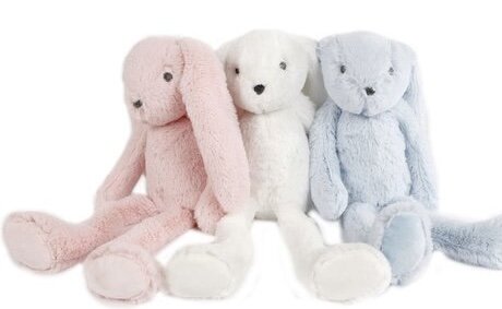 Haasje pastel knuffel, 27 cm.