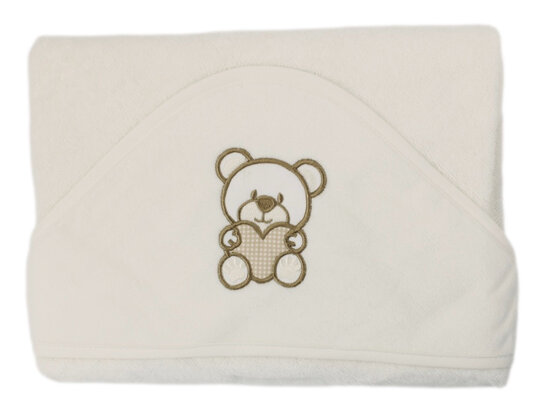 Badcape beer met hartje, ecru