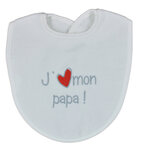 Bavoir j'aime mon papa, blanc/gris