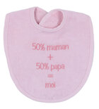 Bavoir 50% maman + 50% papa, rose