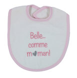 Bavoir belle comme maman, blanc/rose