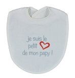 Bavoir coeur de mon papy, blanc/gris