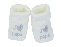 Chaussons j'aime papa, blanc/gris