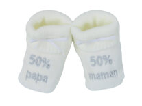 Chaussons 50% mama 50% papa, blanc/gris