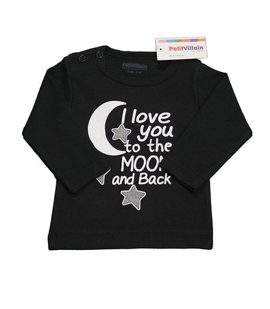 Shirt I love you to the moon, zwart