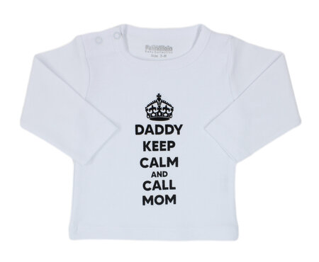 Shirt daddy keep calm, wit/zwart