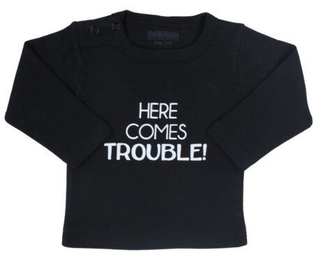 Shirt here comes trouble, zwart