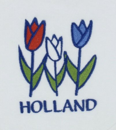 Slofjes tulp rood, wit, blauw