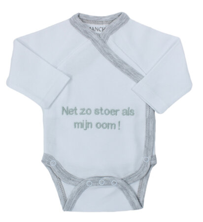 Romper net zo stoer als mijn oom, wit/grijs