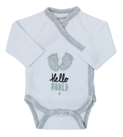 Romper hello world, wit/grijs